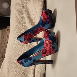 Blue Floral Heels